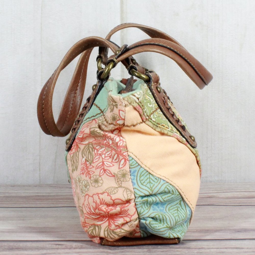 Fossil Genuine Classic Multicolor Embroidered Floral Cotton Patchwork Tote Bag - Picture 3 of 10
